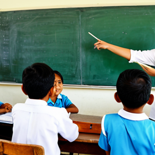 Rural School Literacy Program**

"A brightly lit classroom in a Malaysian rural school. Children, fully clothed in school uniforms appropriate for the region, are attentively listening to their teacher. The teacher, dressed professionally, is using an interactive whiteboard to teach reading. The classroom has colorful learning materials and posters. Safe for work, appropriate content, fully clothed, professional, modest, perfect anatomy, correct proportions, natural pose, well-formed hands, proper finger count, natural body proportions, high quality."

**
