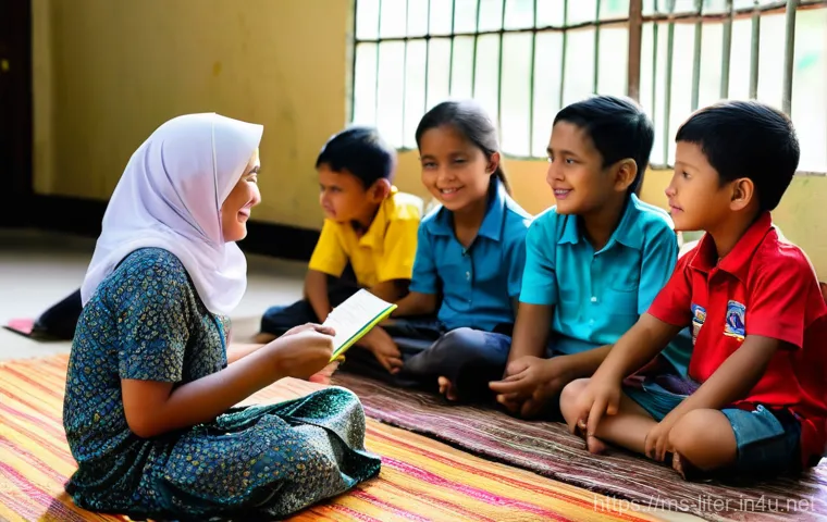 문해교육사와 교육 혁신 사례 - **Prompt:** A heartwarming scene in a rural Malaysian community center. A dedicated female Malaysian...