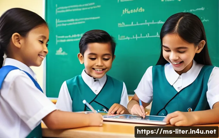 문해교육사 자기계발 노하우 - **Digital Learning Adventure in a Malaysian Classroom**
A vibrant, sunlit modern classroom in Ma...