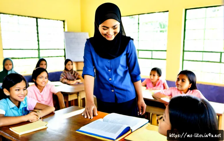 Home 17 문해교육사와 국가 교육 정책 사례 - Photorealistic adult literacy education class in a bright Malaysian community learning centre, a war...
